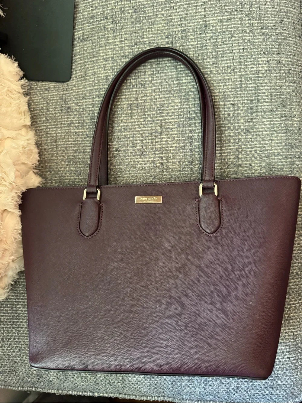 Kate Spade New York Plum/Burgundy Saffiano Leather Tote Bag